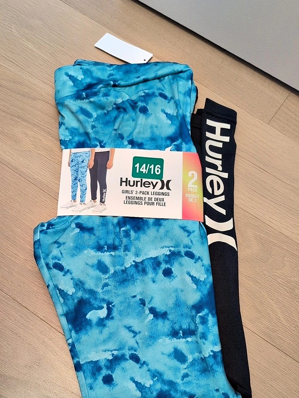Hurley Girls' 2-Pack Leggings Tie-Dye Blue & Navy Size 14/16